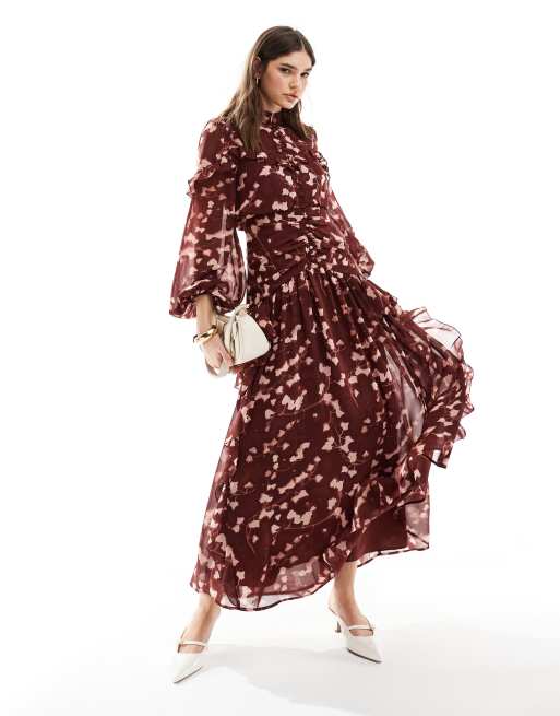 Asos red floral maxi dress hotsell