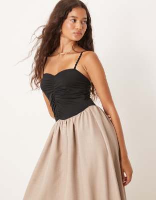 Asos Design Ruched Bodice Maxi Dress In Multi