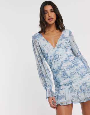 asos blue floral dress