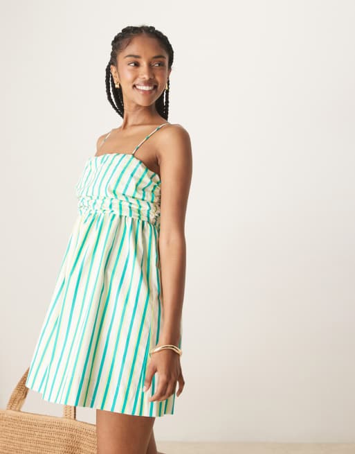 blue and yellow mini dress Blue Linen Blend Amaya Dress – STYLAVO