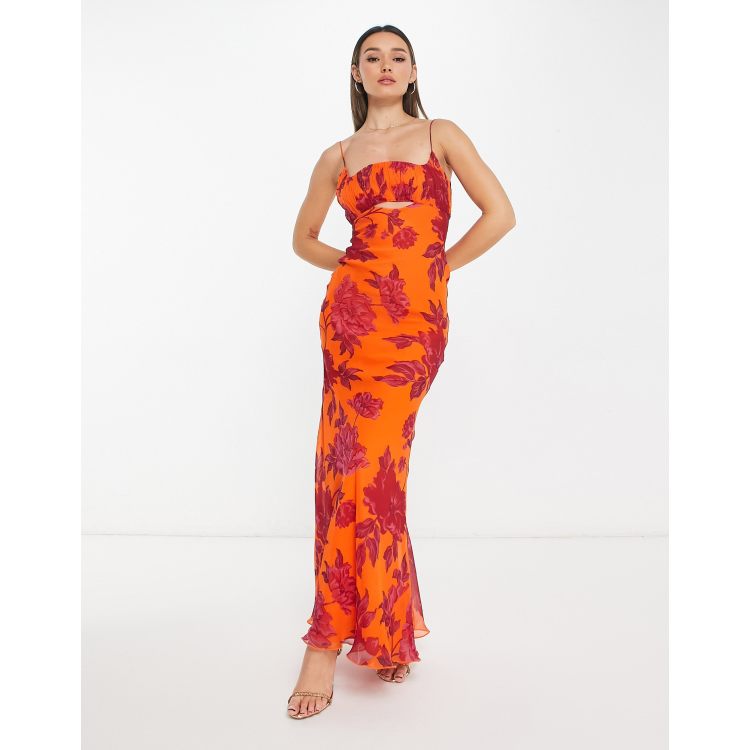 Orange maxi top dress asos
