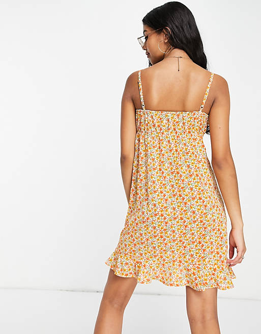Women ruched bust mini slip dress in floral print 