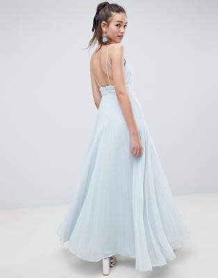 asos design ruched cami pleated maxi dress