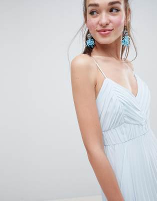 asos design ruched cami pleated maxi dress