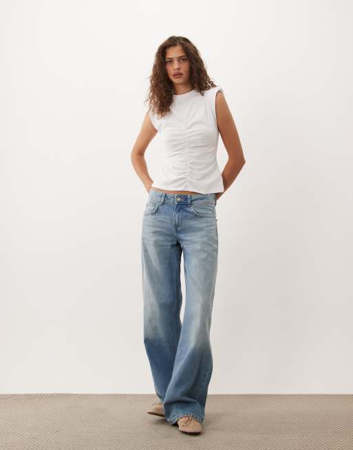 ASOS DESIGN ruched center front tank top in white, 2 of 4