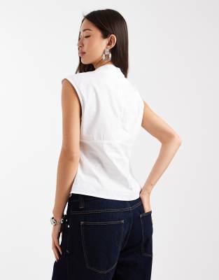 Asos Design Ruched Corset Top In White