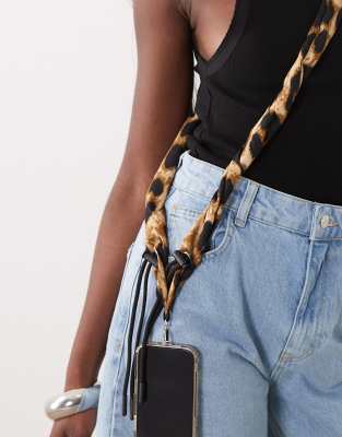 Asos Design Ruched Cross-body Phone Strap In Multi