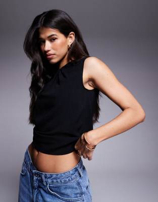Asos Design Ruched Detail Sleeveless Top In Black