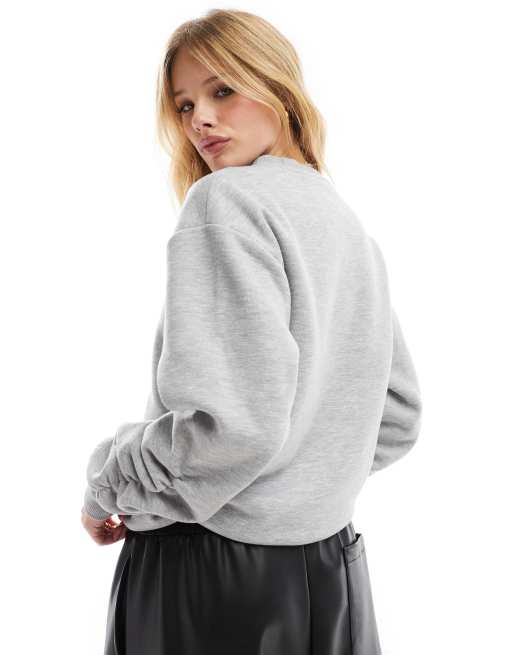 ASOS DESIGN ruched detail sweat in dark grey marl ASOS