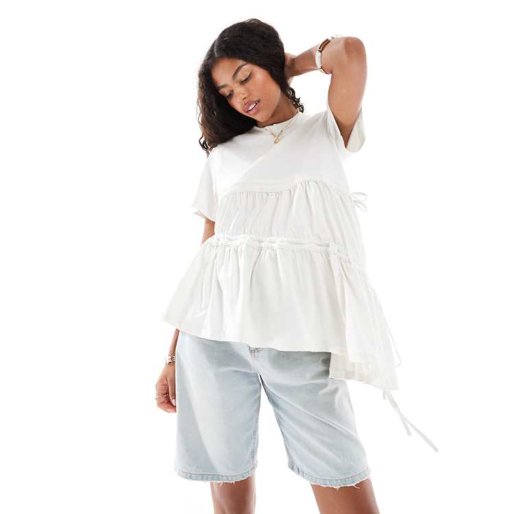 TYPESERVICE　Rabbit Ruched Top [White]　韓国 7차] Rabbit Ruched Top [White] - 타입서비스