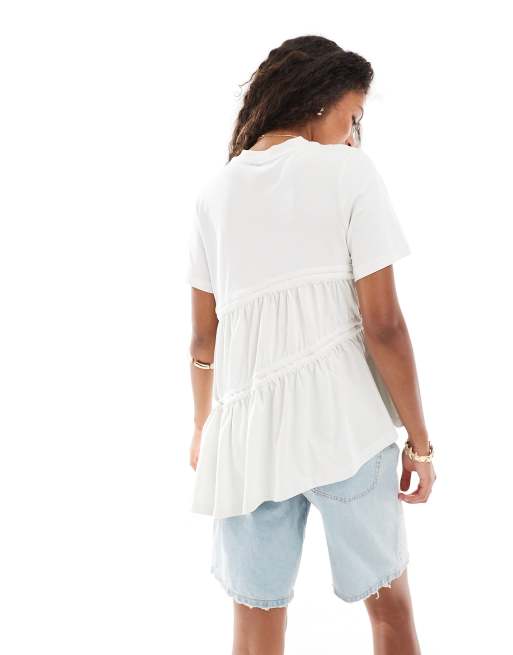 ASOS DESIGN ruched detail tee in white