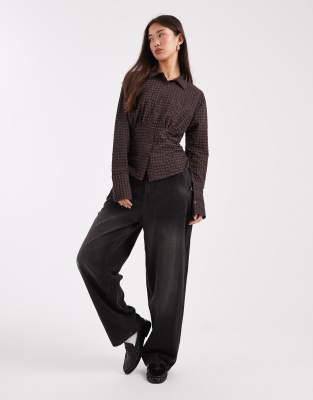 Asos Design Ruched Fitted Shirt In Multi