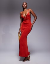 ASOS DESIGN draped cut out maxi dress in burnt orange