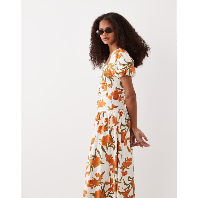 ruched waist floral tea dress S.L. Fashions Dresses (SLNY) 9155288