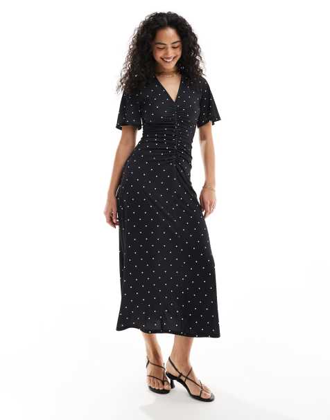 Asos black and white polka clearance dot dress