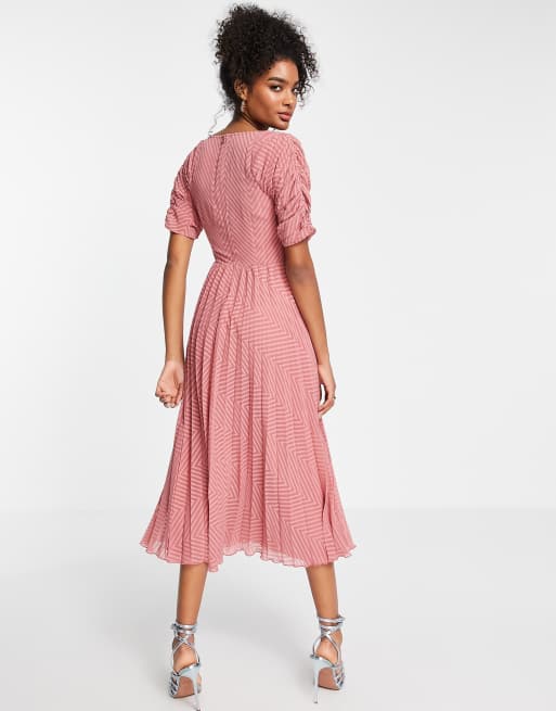 Dusky pink midi on sale dress