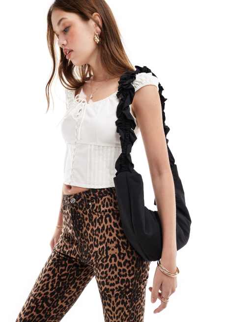 ASOS DESIGN ruched handle shoulder bag with adjustable bow fastening, 3 of 4