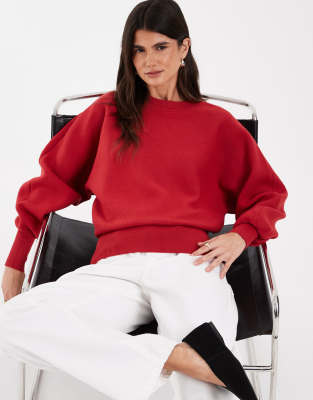 Asos Design Ruched Hem Batwing Sleeve Sweater In Red