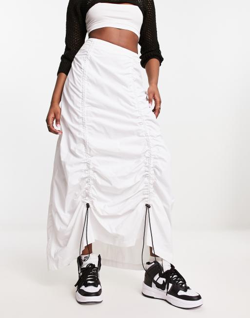 White ruched 2025 maxi skirt