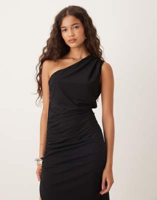 Asos Design Ruched Maxi Dress In Black