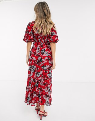 asos red floral maxi dress