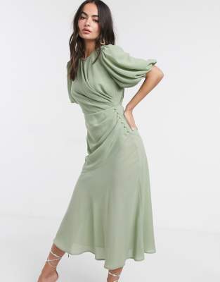 sage maxi dress with sleeves