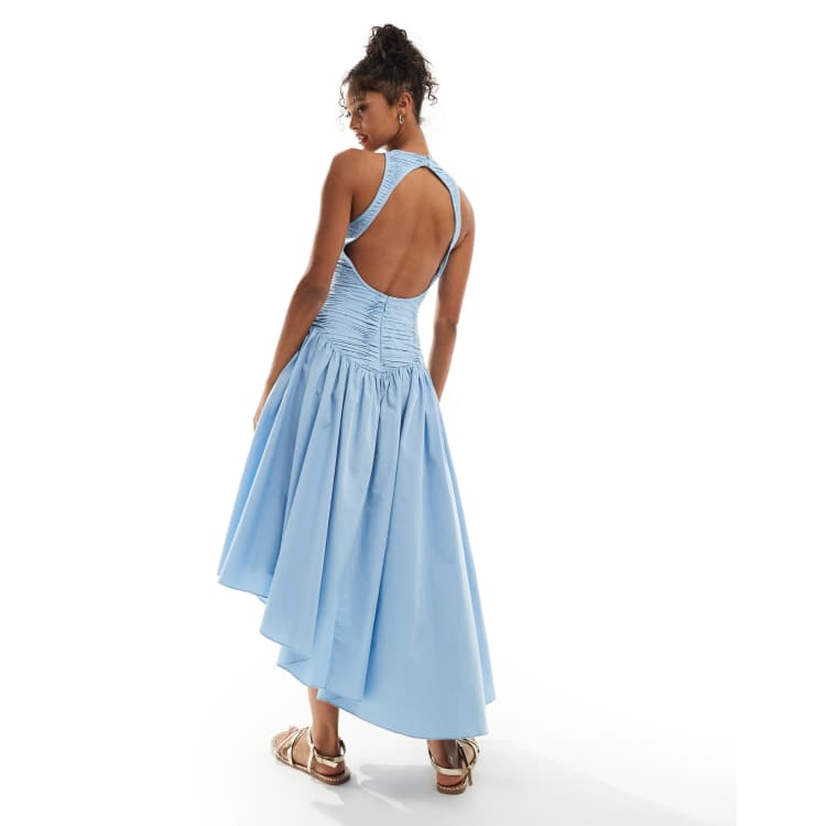 スーツ・フォーマル・ドレス back open geometric dress Criss Cross Halter Princess Line Trumpet Bridesmaid Dress In