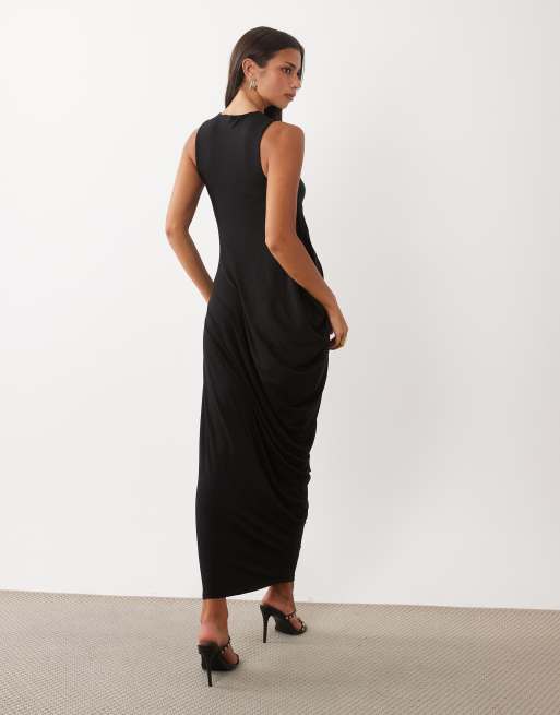 ASOS DESIGN ruched midi dress in black, 4 of 4