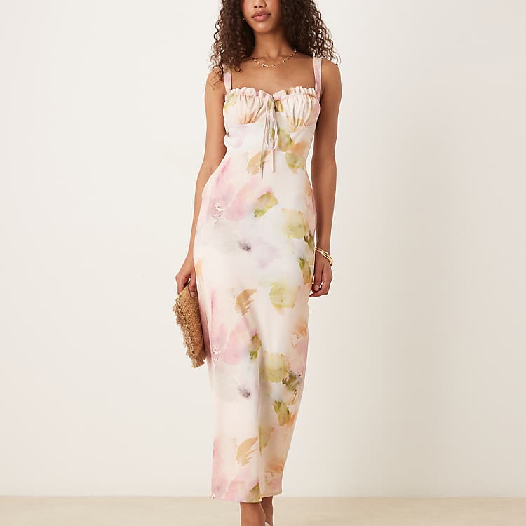 pink midi dress asos NWOT DESIGN textured pleated shirred in hot size 2 night look. Plus size midi dress ASOS