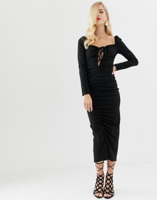 asos ruched midi dress