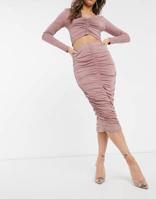 pink midi skirt co ord