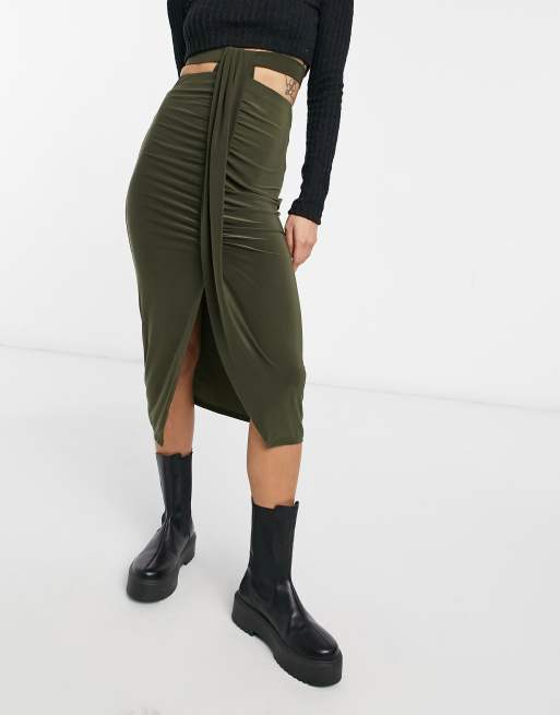 Asos ruched midi skirt store