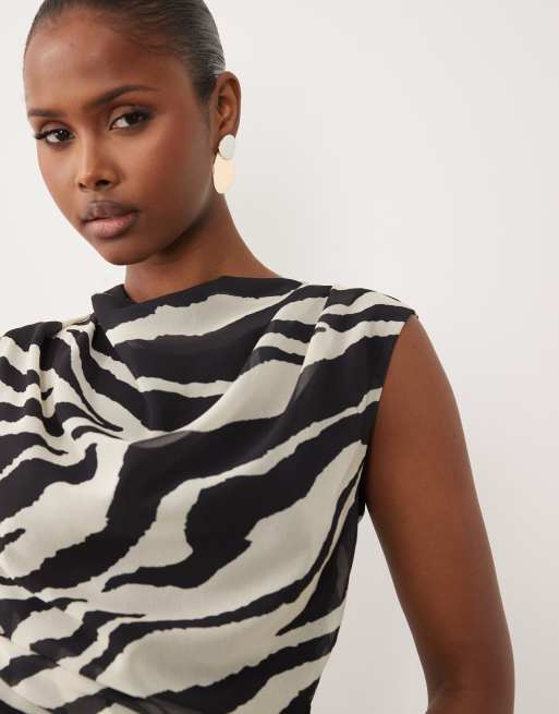 ASOS DESIGN ruched mini dress in zebra print, 3 of 4
