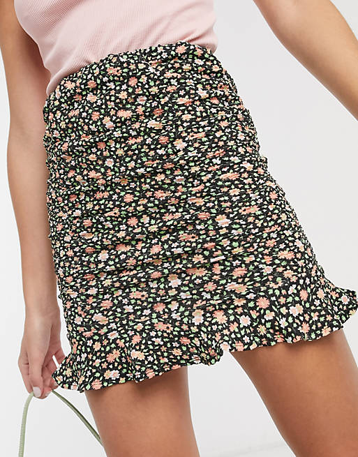 ASOS DESIGN ruched mini skirt in floral print | ASOS