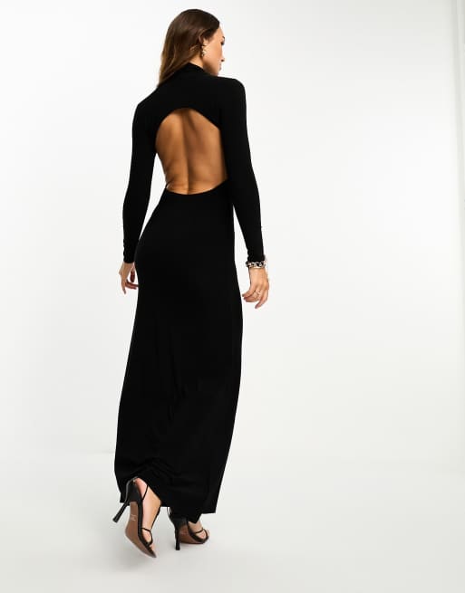 Long sleeve slit hotsell back ruched party dress