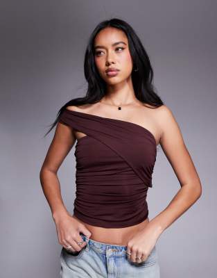 Asos Design Ruched One Shoulder Top