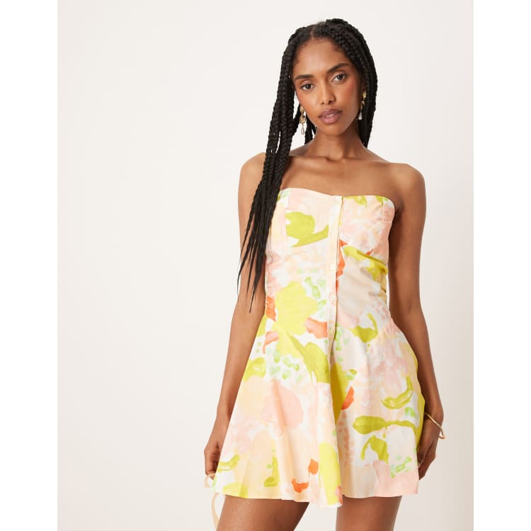 soka ruched panel mini dress ASOS DESIGN ruched panel bandeau mini dress in aussie print