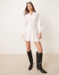 [ASOS DESIGN] ASOS DESIGN ruched panel mini shirt dress in white 16 White