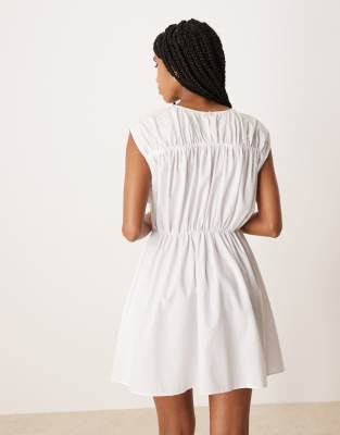 soka ruched panel mini dress by minima esenciales Short Sleeve Ruched Panel Detail Draped Mini Dress In Yellow | EGO US