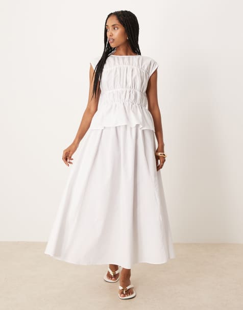 ASOS DESIGN ruched panelled maxi dress in white - view 1