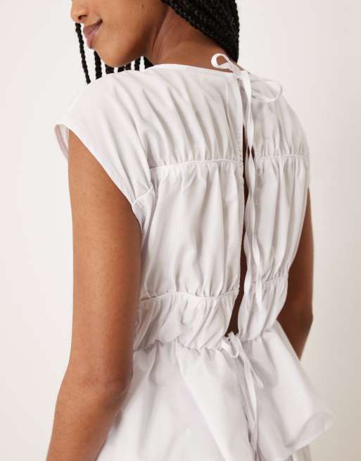 ASOS DESIGN ruched panelled maxi dress in white, 2 of 4