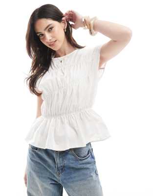 ASOS DESIGN ASOS DESIGN ruched piping detail sleeveless top in white