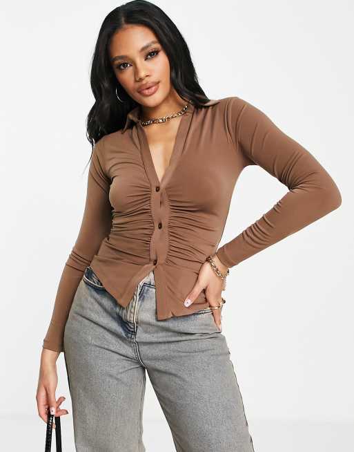 https://images.asos-media.com/products/asos-design-ruched-plunge-shirt-in-slinky-in-brown/202111452-1-brown?$n_640w$&wid=513&fit=constrain