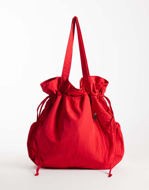 ASOS DESIGN ruched pocket tote bag in red, 4 of 4