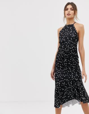 spotty halter neck dress