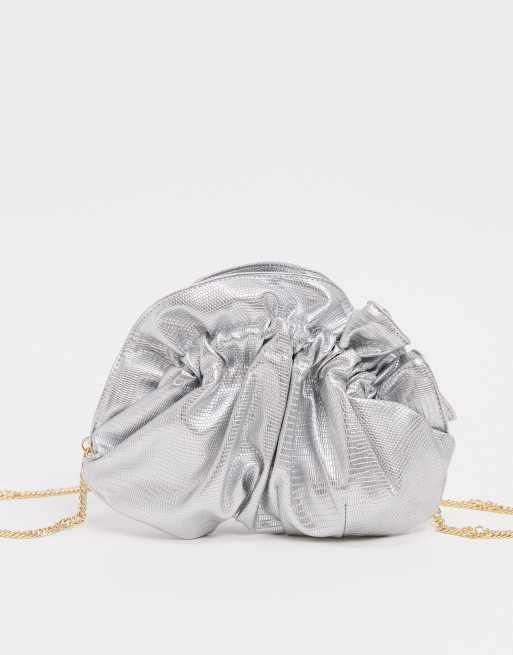 Asos silver clutch bag sale