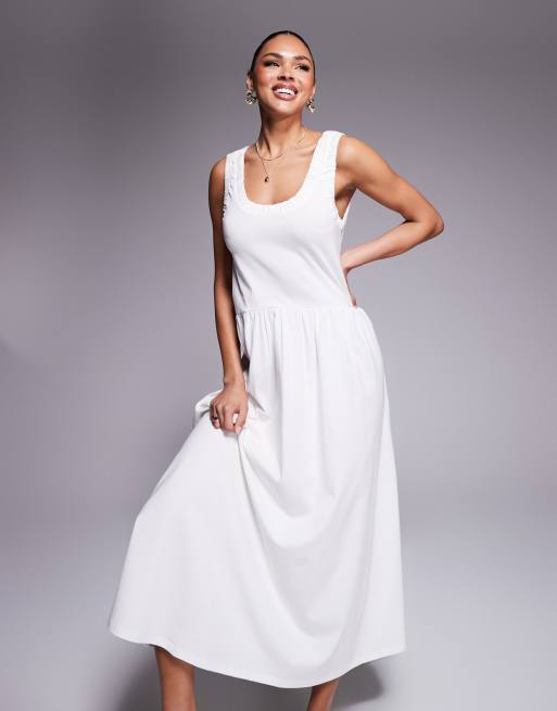 ワンピース OFF-WHITE MIDI DRESS WITH RUFFLES 52391b_white-3_1200x1200.jpg?v