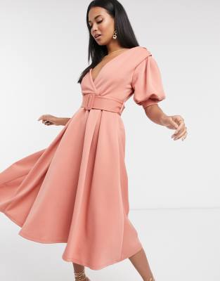 asos pink midi dress