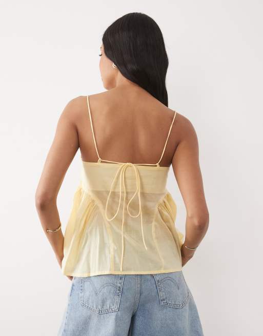 ASOS DESIGN ruched side cami in buttermilk, 4 of 4