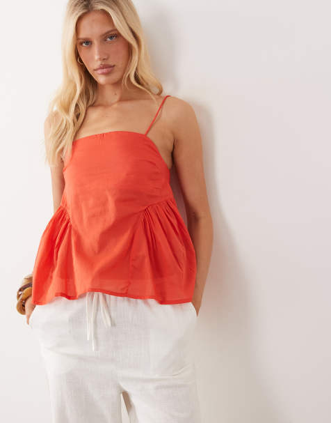ASOS DESIGN ruched side cami in red - view 1